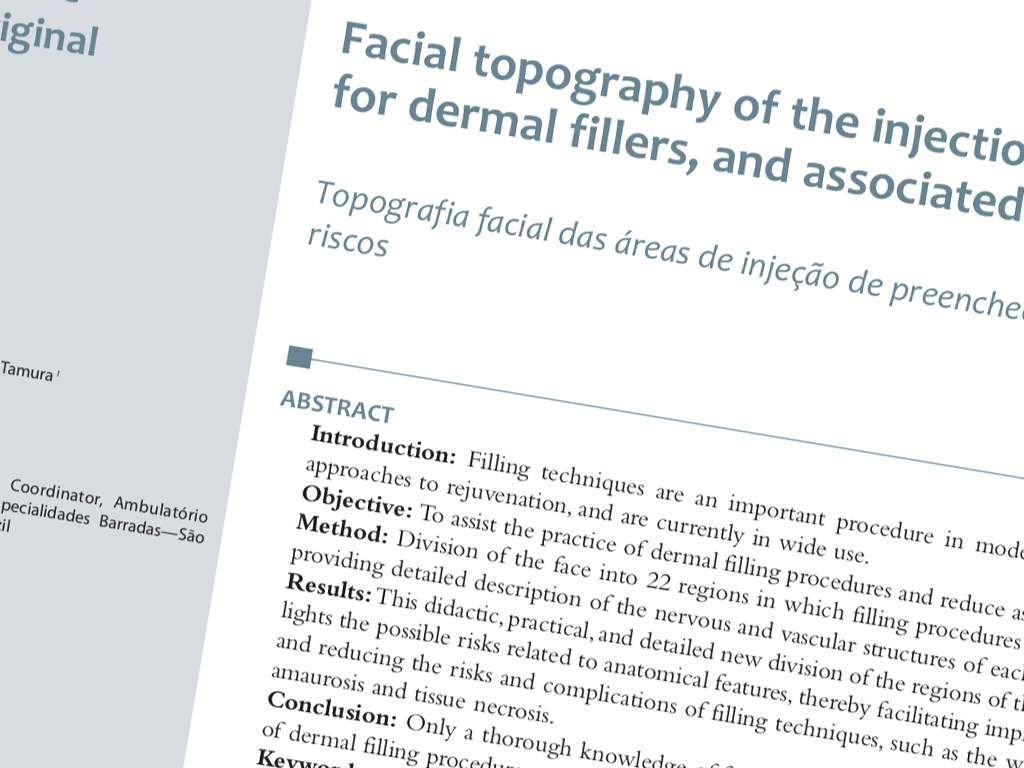 Facial topography of the injection areas for dermal fillers, and associated risks